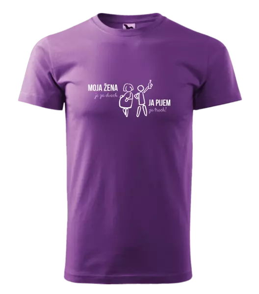 Pánske tričko Moja žena je za dvoch, ja pijem za troch! 