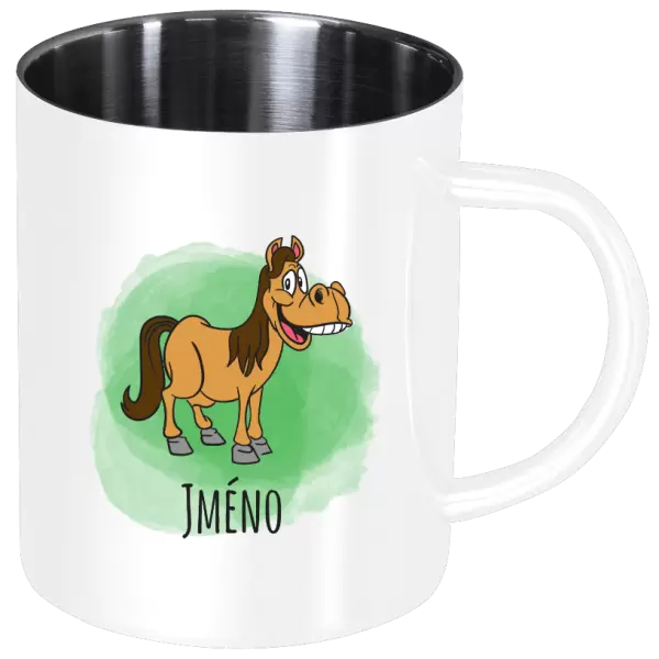 Nerezový hrnek Koník