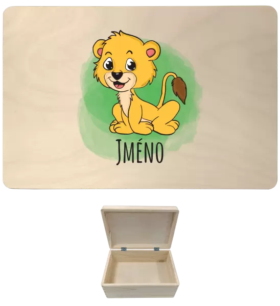 Dřevěný box s víkem Lvíček