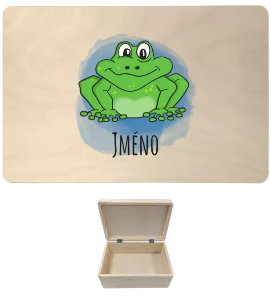 Dřevěný box s víkem Žába