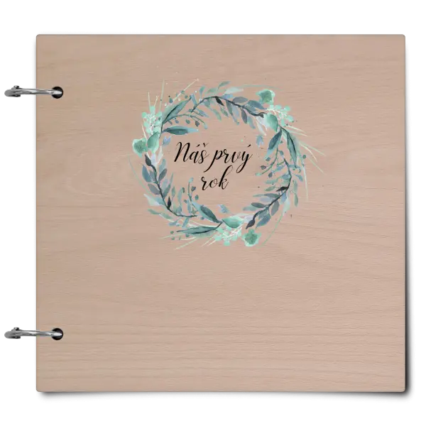 Drevený album so sponami Náš prvý rok - zelený venček 