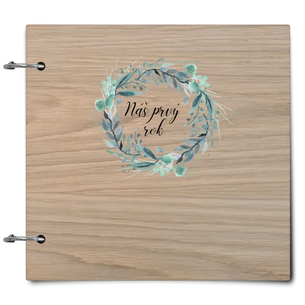 Drevený album so sponami Náš prvý rok - zelený venček 