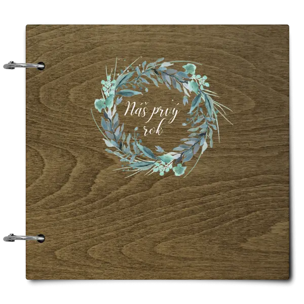 Drevený album so sponami Náš prvý rok - zelený venček