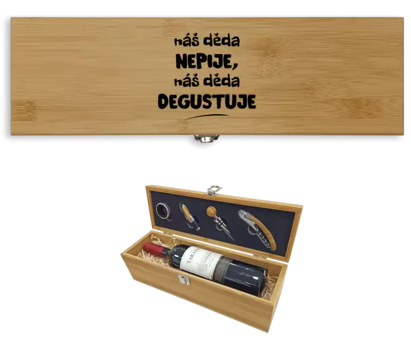 Dárková sada na víno Náš děda nepije, náš děda degustuje