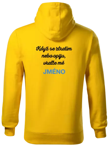 Pánská mikina Když se ztratím nebo opiju, vraťte mě ...