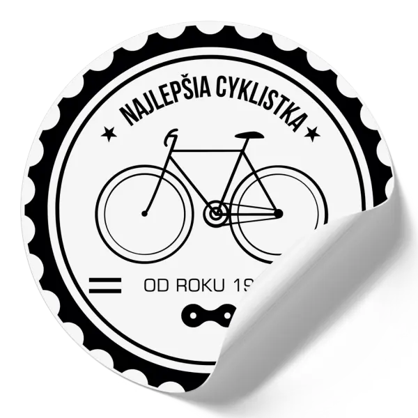 Samolepka Najlepšia cyklistka od roku