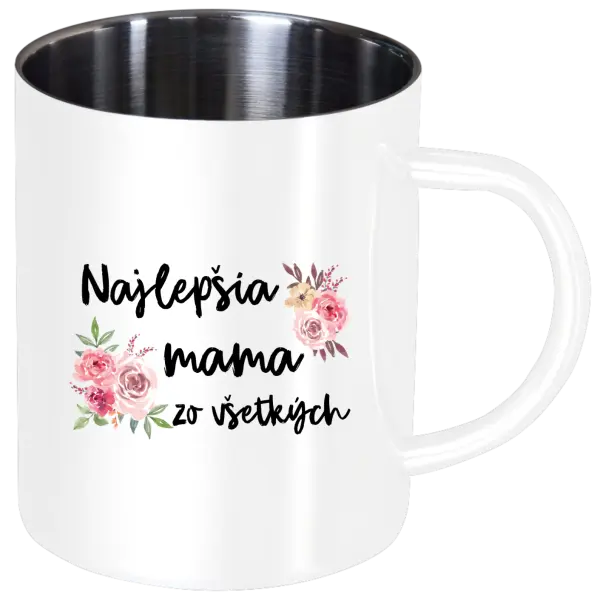 Nerezový hrnček Najlepšia mama zo všetkých - kvety