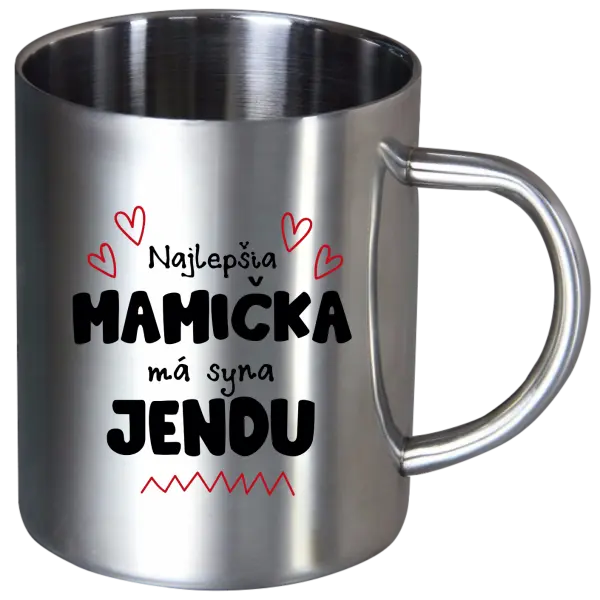 Nerezový hrnček Najlepšia mamička má syna - Meno