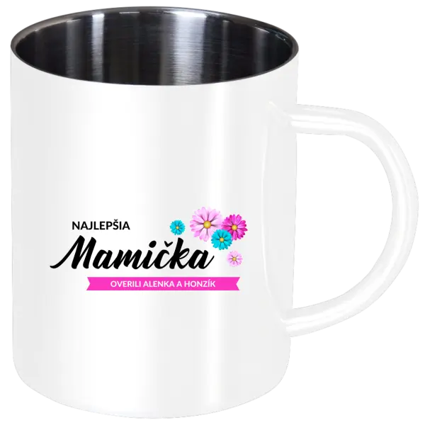 Nerezový hrnček Najlepšia mamička s menami detí