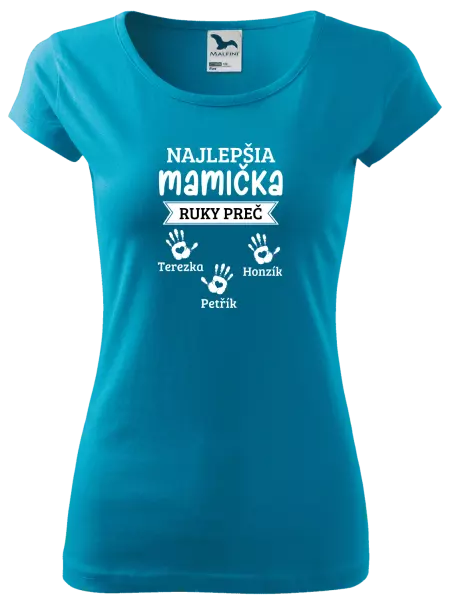 Dámske tričko Najlepšia mamička, ruky preč - 3 deti