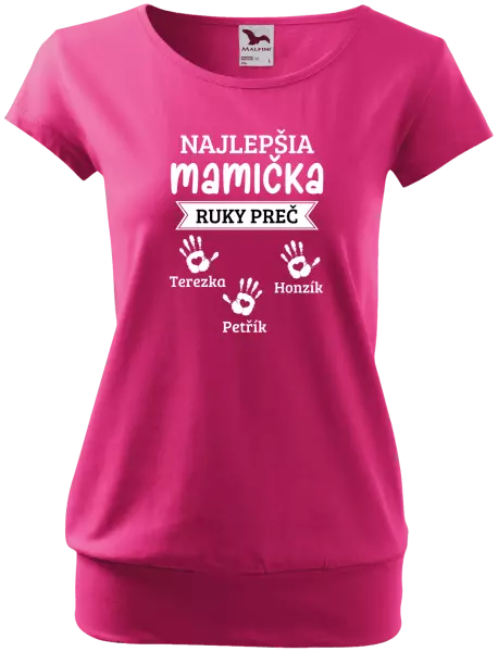 Dámske tričko Najlepšia mamička, ruky preč - 3 deti