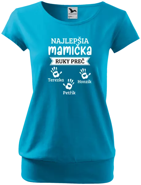 Dámske tričko Najlepšia mamička, ruky preč - 3 deti