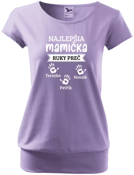 Dámske tričko Najlepšia mamička, ruky preč - 3 deti