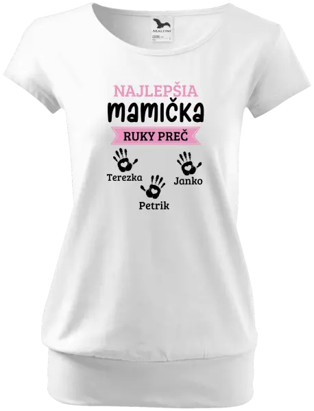 Dámske tričko Najlepšia mamička, ruky preč - 3 deti