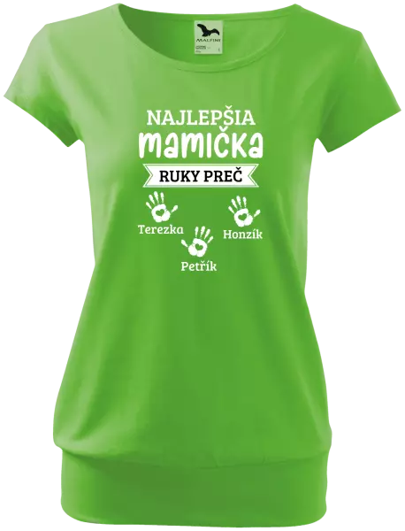 Dámske tričko Najlepšia mamička, ruky preč - 3 deti