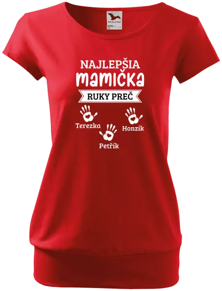 Dámske tričko Najlepšia mamička, ruky preč - 3 deti
