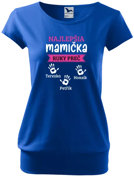 Dámske tričko Najlepšia mamička, ruky preč - 3 deti