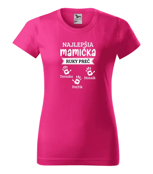 Dámske tričko Najlepšia mamička, ruky preč - 3 deti