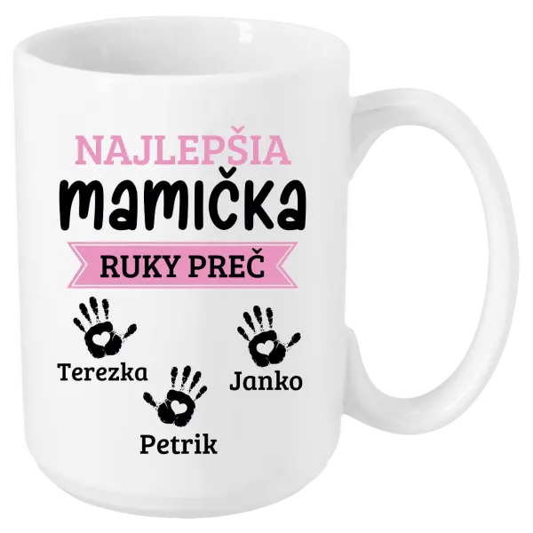 Hrnček Najlepšia mamička, ruky preč - 3 deti