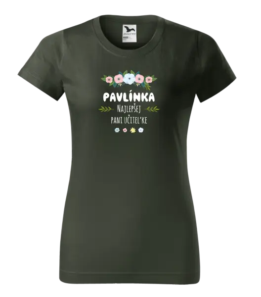 Dámske tričko Najlepšej pani učiteľke - kvety s lístkami