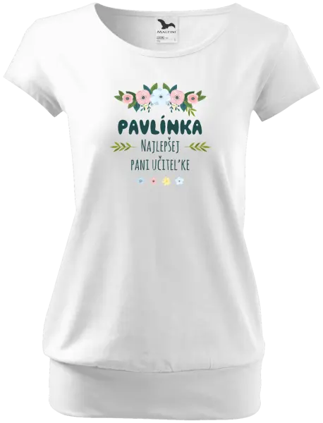 Dámske tričko Najlepšej pani učiteľke - kvety s lístkami
