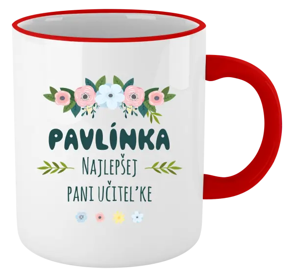 Hrnček Najlepšej pani učiteľke - kvety s lístkami