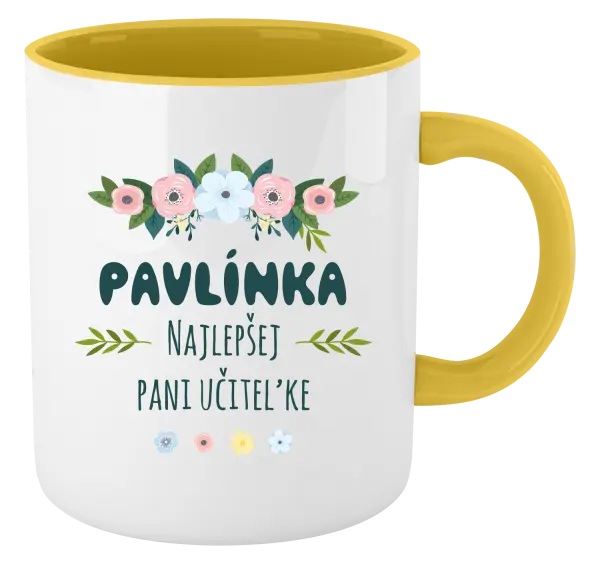 Hrnček  Najlepšej pani učiteľke - kvety s lístkami