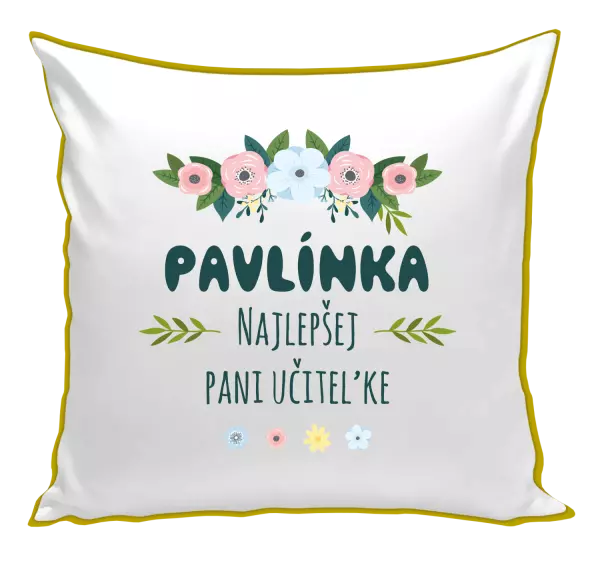Vankúš Najlepšej pani učiteľke - kvety s lístkami