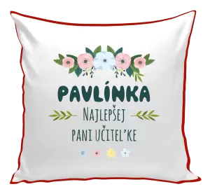 Vankúš Najlepšej pani učiteľke - kvety s lístkami