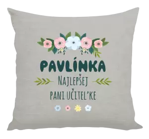 Vankúš Najlepšej pani učiteľke - kvety s lístkami