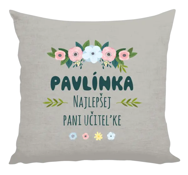 Vankúš Najlepšej pani učiteľke - kvety s lístkami