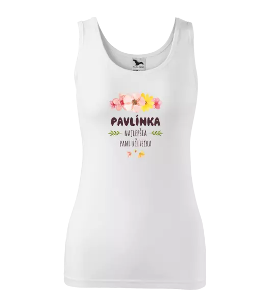 Dámske tielko Najlepšia pani učiteľka - ružové kvety