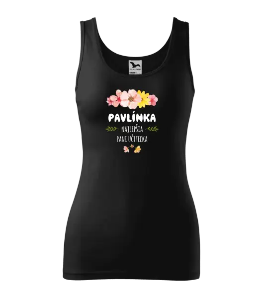 Dámske tielko Najlepšia pani učiteľka - ružové kvety