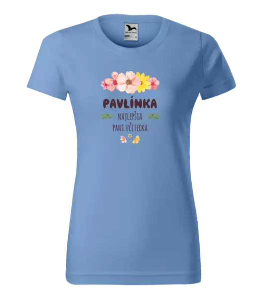 Dámske tričko Najlepšia pani učiteľka - ružové kvety