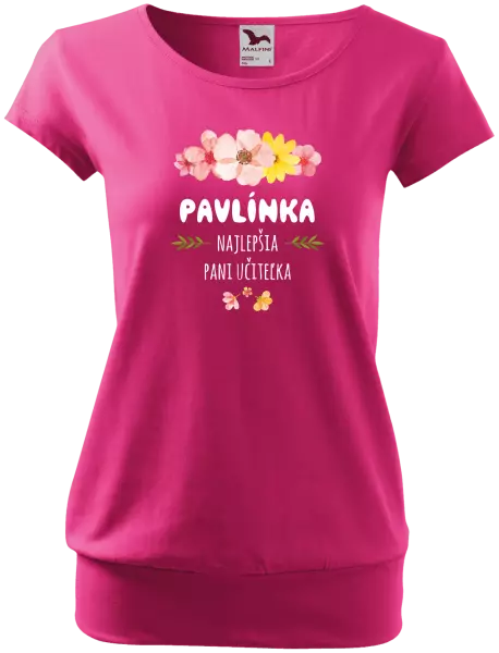 Dámske tričko Najlepšia pani učiteľka - ružové kvety