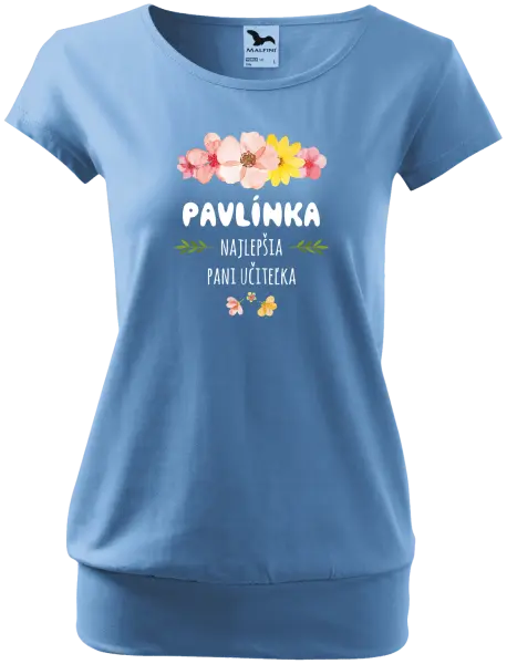 Dámske tričko Najlepšia pani učiteľka - ružové kvety