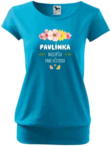 Dámske tričko Najlepšia pani učiteľka - ružové kvety
