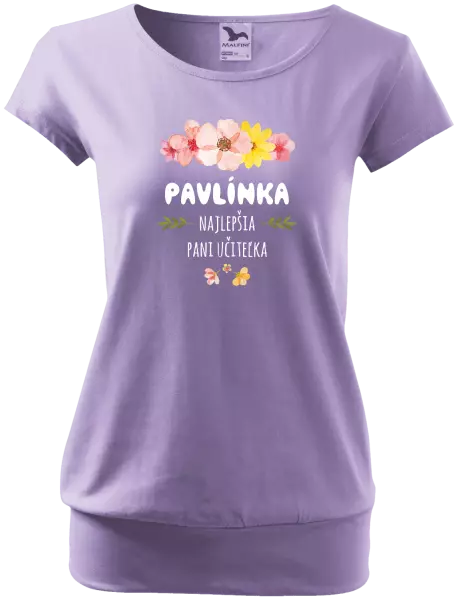 Dámske tričko Najlepšia pani učiteľka - ružové kvety