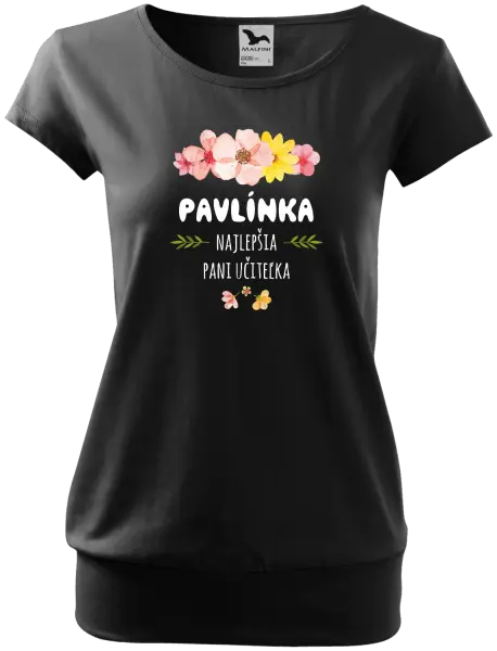 Dámske tričko Najlepšia pani učiteľka - ružové kvety