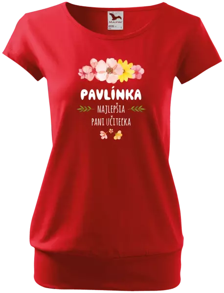 Dámske tričko Najlepšia pani učiteľka - ružové kvety