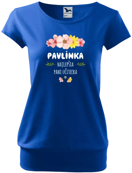 Dámske tričko Najlepšia pani učiteľka - ružové kvety