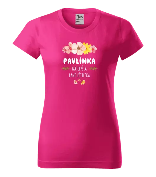 Dámske tričko Najlepšia pani učiteľka - ružové kvety