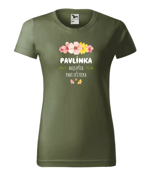 Dámske tričko Najlepšia pani učiteľka - ružové kvety