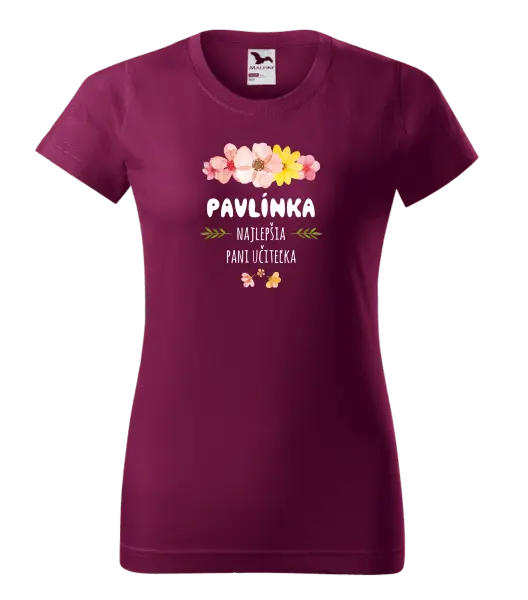 Dámske tričko Najlepšia pani učiteľka - ružové kvety
