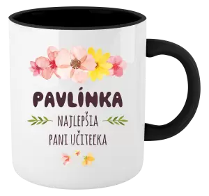 Hrnček  Najlepšia pani učiteľka - ružové kvety