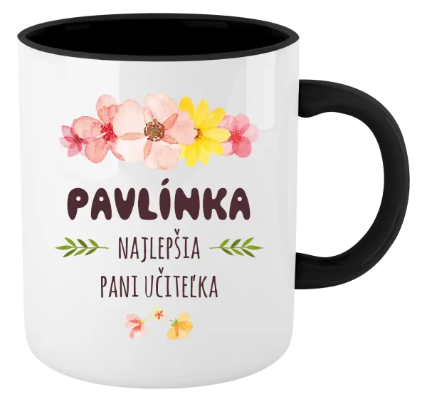 Hrnček  Najlepšia pani učiteľka - ružové kvety