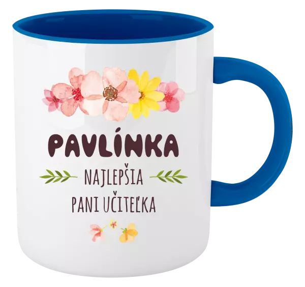 Hrnček  Najlepšia pani učiteľka - ružové kvety