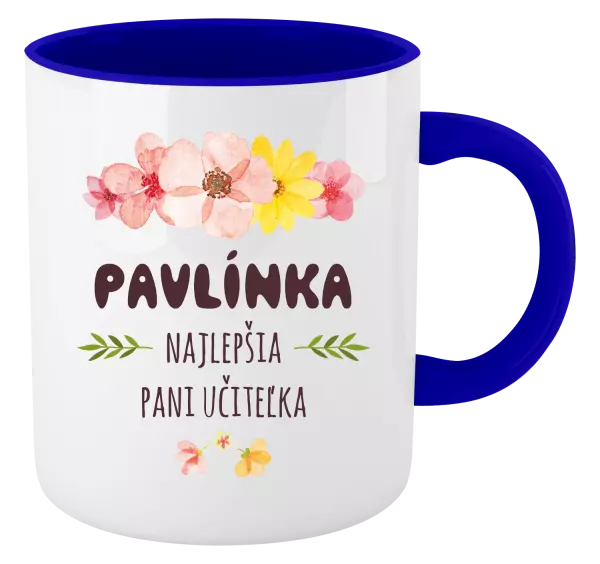 Hrnček  Najlepšia pani učiteľka - ružové kvety