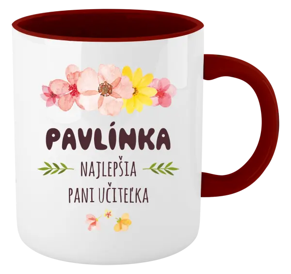 Hrnček  Najlepšia pani učiteľka - ružové kvety