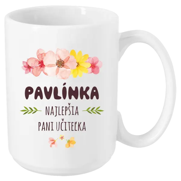 Hrnček Najlepšia pani učiteľka - ružové kvety